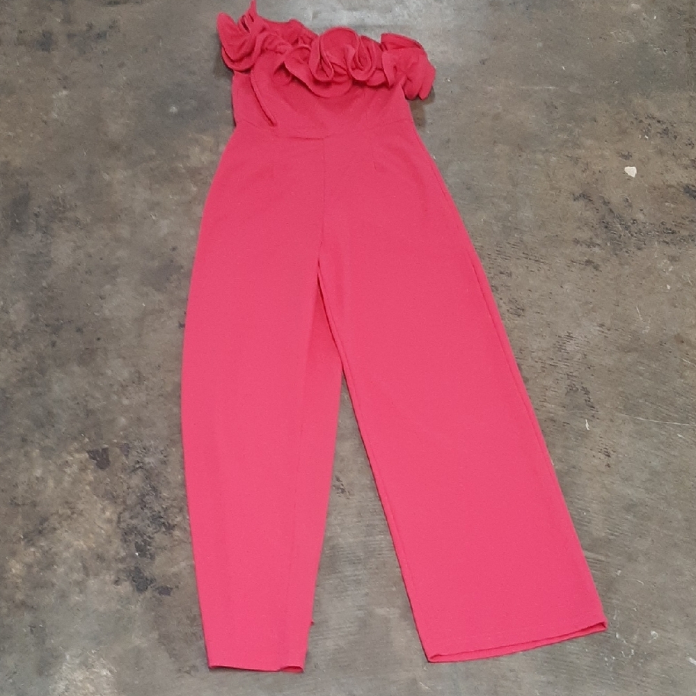 Miamisty Pink Strapless Wide-Leg Jumpsuit